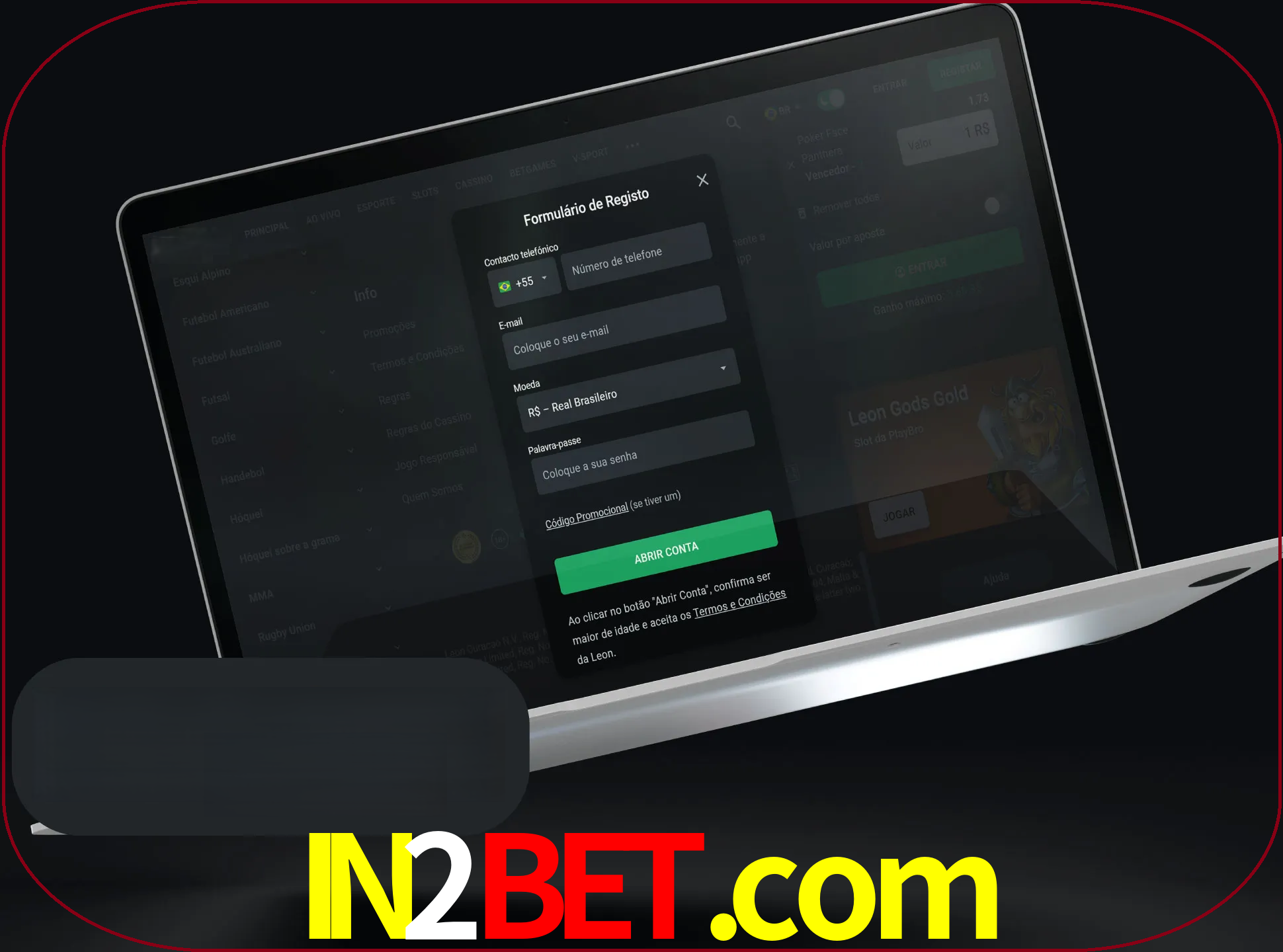 Abra o site da LeonBet e crie sua própria conta.