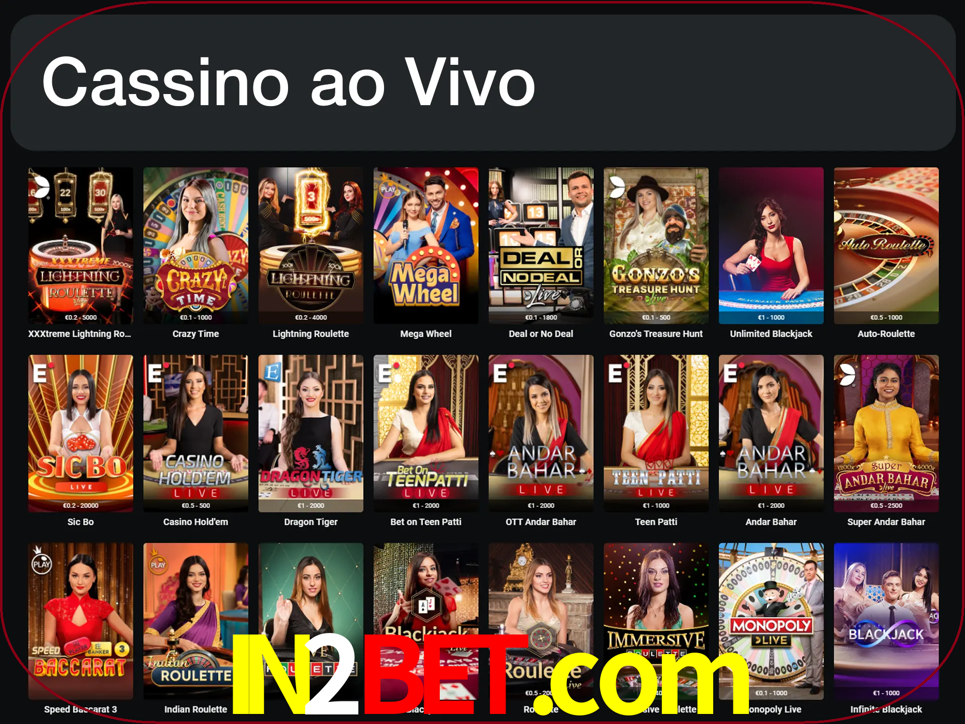Jogue jogos de cassino com um verdadeiro dealer.