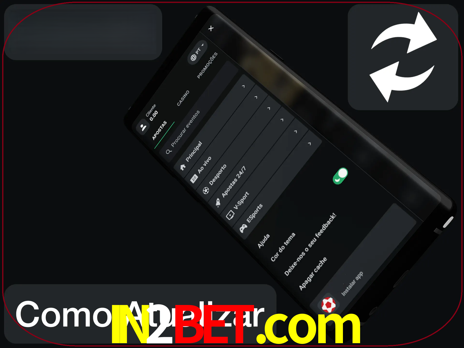 O aplicativo é atualizado automaticamente quando você faz o login.