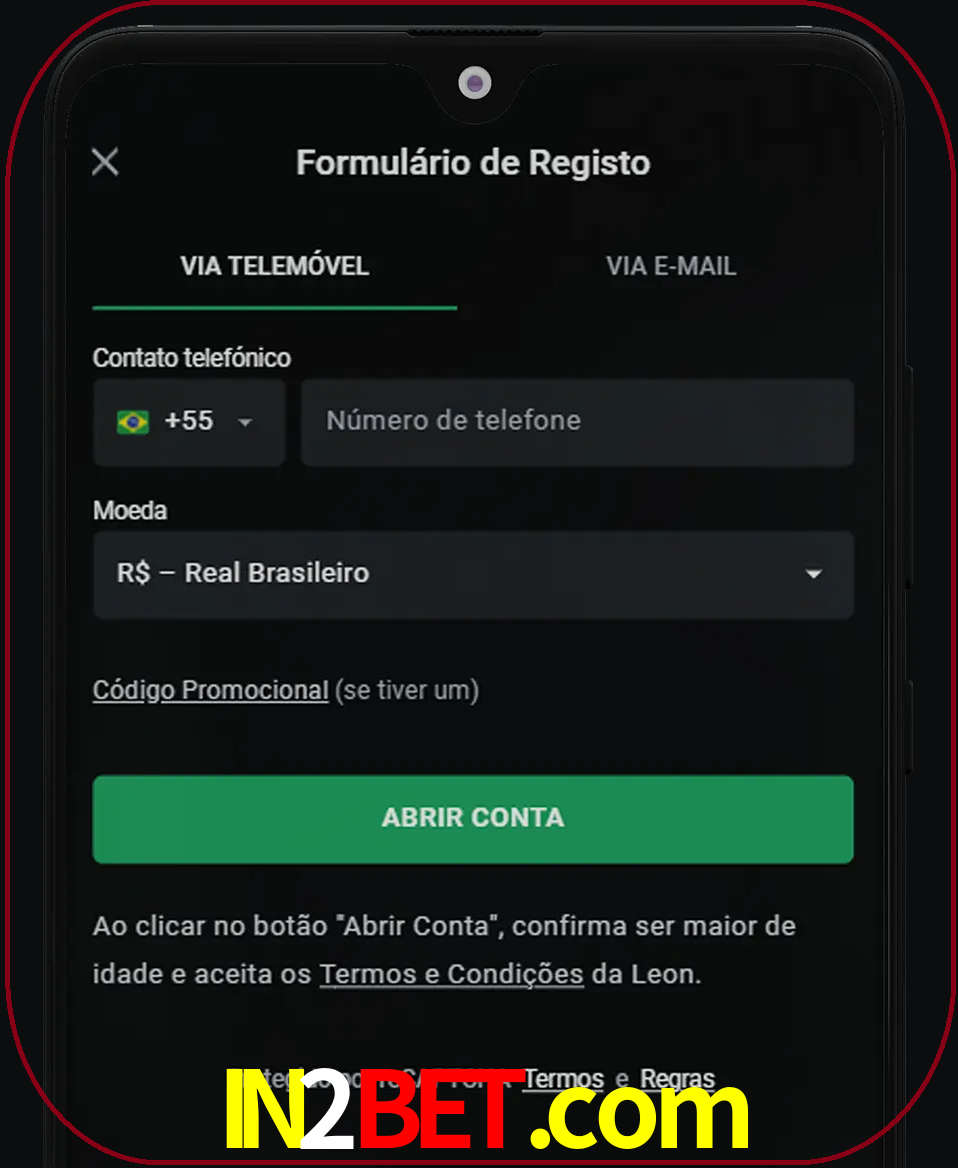 Abra o aplicativo e inicie o processo de registro.