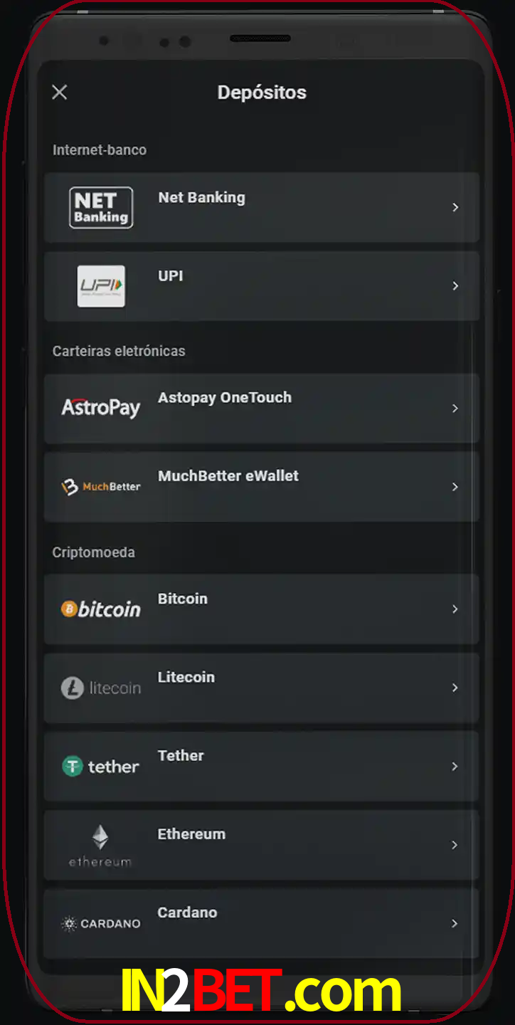 Você pode usar métodos alternativos de depósito.